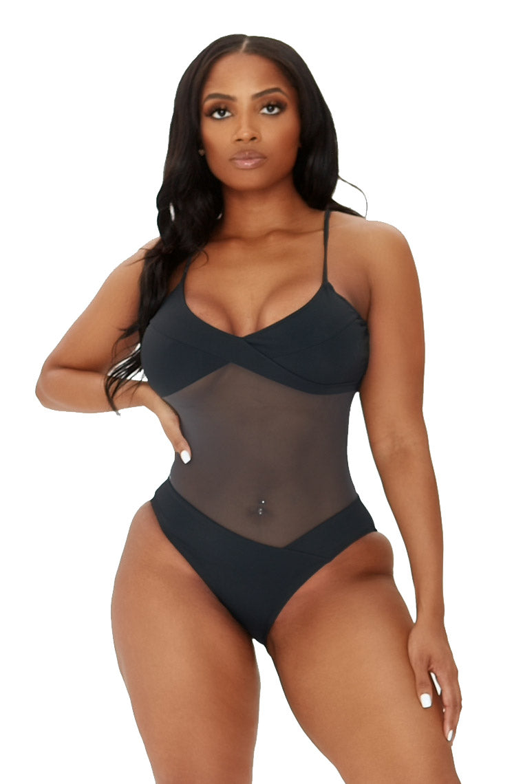 MESHIN AROUND SWIMSUIT- GREY