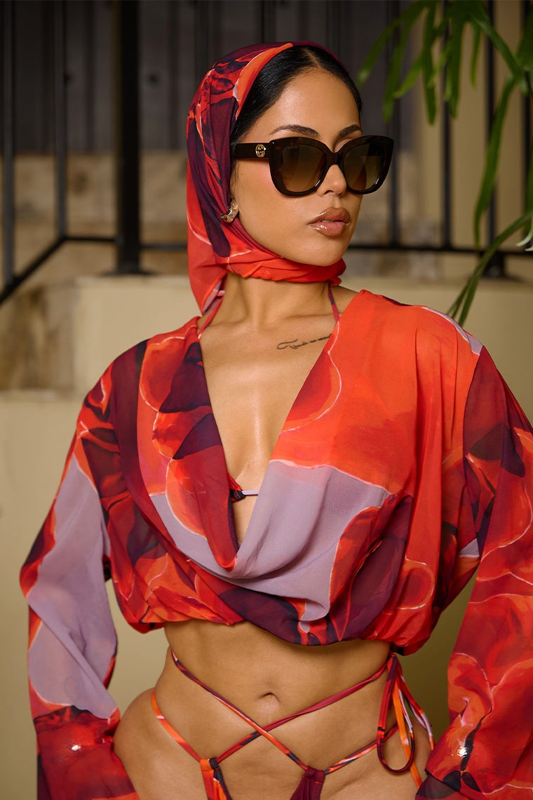 CORRI HEADSCARF-RED PRINT